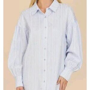 DOLCE CABO short shirt dress, NWT, Blue and White, Size S